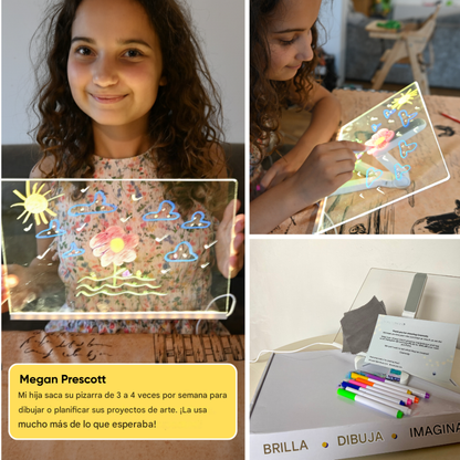 Pizarra LED brillante para dibujar y escribir