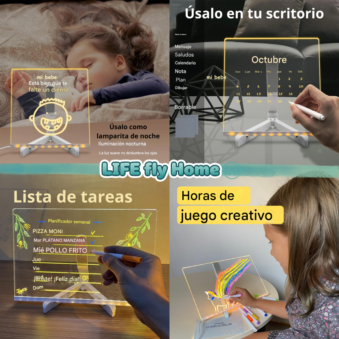Pizarra LED brillante para dibujar y escribir