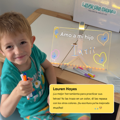 Pizarra LED brillante para dibujar y escribir